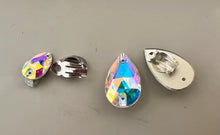 Load image into Gallery viewer, Teardrop Crystal Clip On Earrings - AB