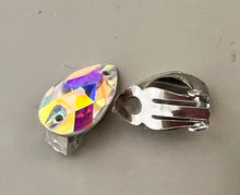 Load image into Gallery viewer, Teardrop Crystal Clip On Earrings - AB
