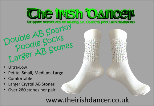 Double stones Sparkly Ultra Low Poodle Socks - Large AB stones