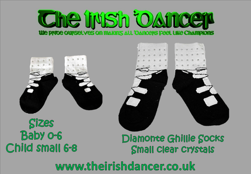 Diamonte Ghillie/Pomp Socks small clear