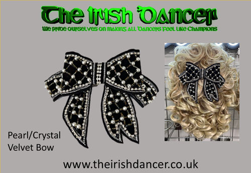 Pearl/Crystal Black Velvet Bow