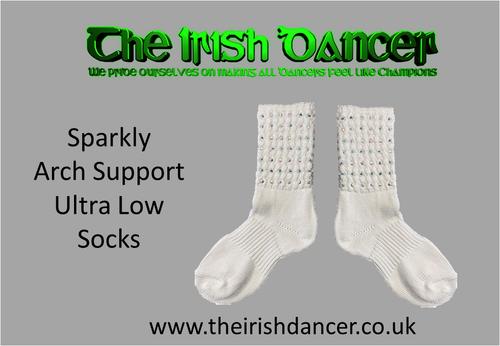 Sparkly Arch Support - Ultra Low Length Poodle Socks - Bulk Pack of 3 - Large AB
